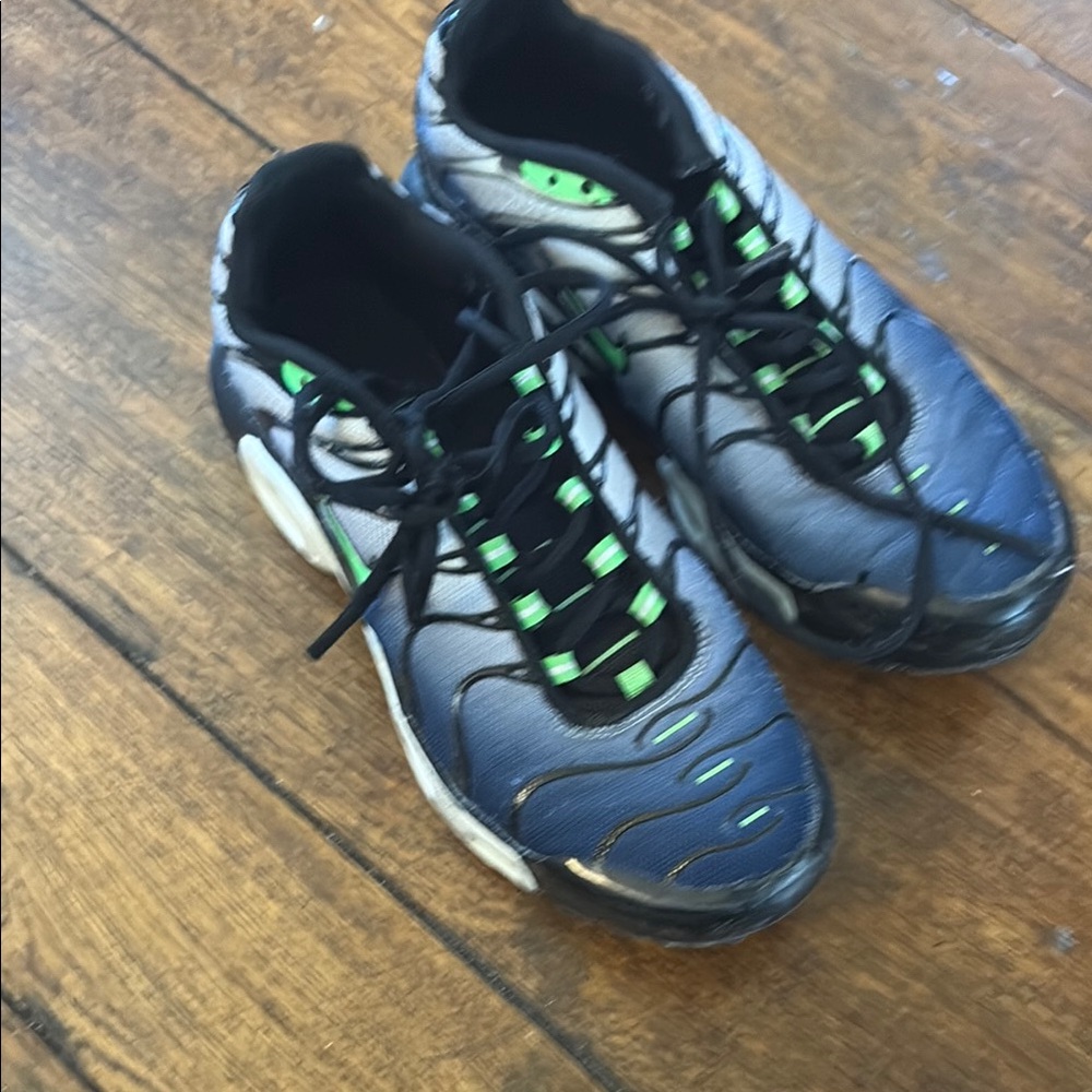 Black and Neon Green Sporty Sneakers with Thick Sole